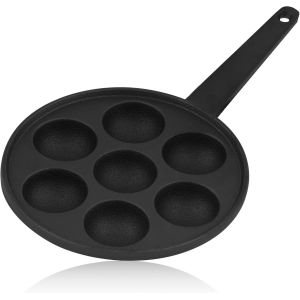 Subzonal-Bbq-Toro - Po&ecirc;le &Agrave; Poffertjes En Fonte Avec Poign&eacute;e - Diam&egrave;tre 20,5 Cm, Hauteur 3 Cm - 7 Moules - Preseasoned - Pour Takoyaki Et Yeux De B?uf - Neuf