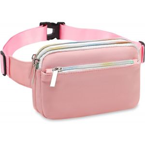 KALANKA-Sac Banane Tendance pour Femme avec 3 Poches zippées Sac Banane décontracté pour Voyage, randonnée, Cyclisme, fête, T2016, Rose - Neuf