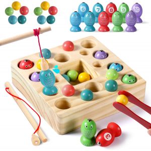 KAL-Jouet Enfant 3 4 5 6 Ans Gar&ccedil;on Fille P&ecirc;che A La Ligne Jeux Enfant 3 Ans Jouet En Bois Avec Canne A Peche Educatif Jeux Soci&eacute;t&eacute; Puzzle Magnetique Enfant Cadeau Anniversaire Gar&ccedil;on Fille - Neuf