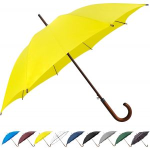 Parapluie Classique &Agrave; Poign&eacute;e En Bois Avec Ouverture Automatique Coupe-Vent Et B&acirc;ton Incassable 122 Cm - Neuf