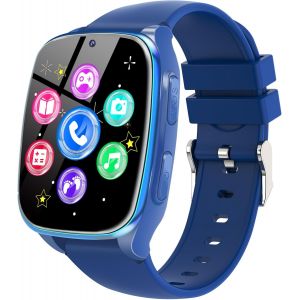 KALANKA-Montre Connect&eacute;e Enfant - Smartwatch Telephone Gar&ccedil;on Fille avec Appel SOS Jeux Podometre Appareil Photo Musique Reveil Livres Audio, Smart Watch Intelligente pour Enfants 3-12 Ans (Bleu Mari - Neuf