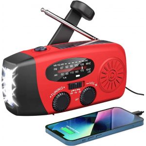 Radio Solaire d&iquest;Urgence, Radio &agrave; Manivelle Auto-aliment&eacute;e avec Lampe de Poche LED, M&eacute;t&eacute;o AM/FM/WB avec Batterie Rechargeable 2000mAh pour Le Chargement d&iquest;Urgence du T&eacute;l&eacute;phone Intelligent - Neuf