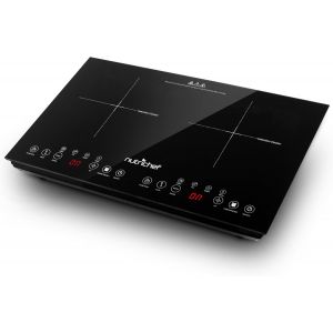Checarzhn--No1-Plaque À Induction Double 120v ¿ Plaque Portable En Céramique Avec Verrouillage Sécurité Enfants ¿ Compatible Inox ¿ 2 Foyers Chauffants ¿ Facile À Transporter Et Nettoyer - Neuf