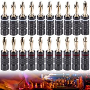 KALANKA-20 Pièces Fiche Banane, Fiches Bananes Plaquées, 4mm Banane Connecteur, Connecteurs Banane Pour Câble Enceinte Câble De Haut-Parleur Amplificateur Récepteur Av - Neuf