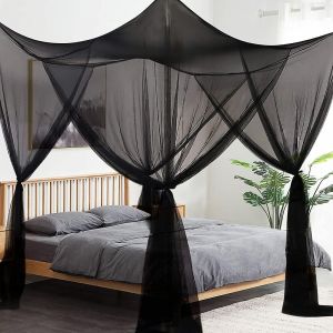 moustiquaire pour couvre-lit,4 rideaux d'angle Couvre-lit Grande moustiquaire chambre Princesse décor,convient pleine grandeur / Queen / King - Neuf