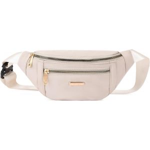 KALANKA-Sac Banane Femme Banane Homme Sac de Randonnée Sacoche Bandoulière Sacs de Ceinture Outdoor Sport Waist Pack Fanny Bag,Beige - Neuf
