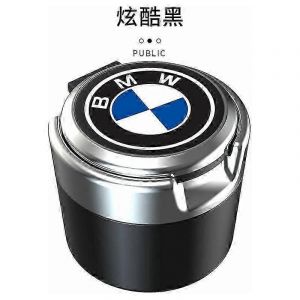 Cendrier de voiture exclusif pour BMW Serie 3/4/5/6 et X3/X4/X5/X6, avec eclairage LED et couvercle (argent mat) - Neuf