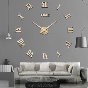 Horloge murale tridimensionnelle &agrave; chiffres romains, salon cr&eacute;atif - Neuf