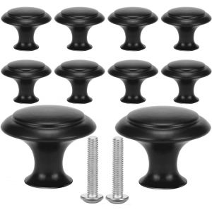 lbgwp60-BoutonsDe Meubles, Boutons De Meubles 10 Pièces, Boutons De Meubles Boutons De Tiroir Noirs Bouton De Meuble En Acier Inoxydable Style Rond - Neuf