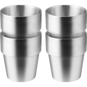 Ensemble De 4 Tasses Isothermes En Acier Inoxydable &iquest; Id&eacute;al Pour Le Camping, L'ext&eacute;rieur Et Les Enfants &iquest; Compatible Lave-Vaisselle Et Portable - Neuf