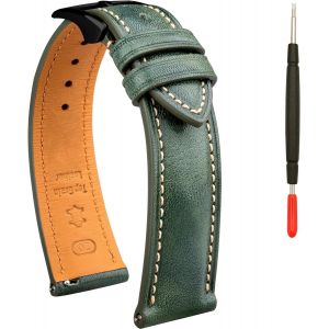 Eryi-Quick Release Bracelet De Montre En Cuir Tanné À L'huile Deux Tons 18 Mm, 19 Mm, 20 Mm, 21 Mm, 22 Mm Pour Hommes Et Femmes, 22mm, Cuir, Pas De Gemme - Neuf
