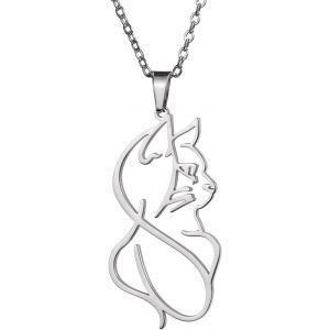 Kal-Collier Silhouette De Chat Pendentif Petit Chat Chaton En Acier Inoxydable Délicat Chaton Chat Bijoux Pour Femmes Hommes - Neuf