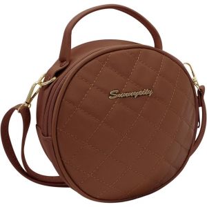 RFCBC-Petit sac à bandoulière rond pour femme - Matelassé - En cuir synthétique - Avec poignée de transport et bandoulière amovible - Neuf