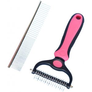 Jgd-Peigne D&eacute;m&ecirc;lant Pour Chien Et Chat - R&acirc;teau Et Brosses Pour Chiens De Petite, Moyenne Et Grande Taille - Outil De D&eacute;m&ecirc;lage Double Face Pour Enlever Les N?uds Et Les Poils Emm&ecirc;l&eacute;s (Bleu) - Neuf