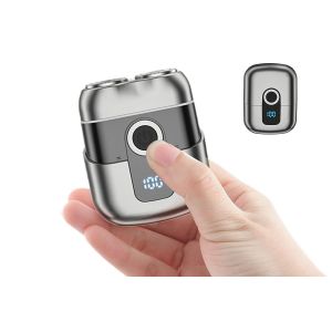 Rasoir &Eacute;lectrique Double T&ecirc;te Et Tondeuse &Agrave; Barbe Pour Homme, &Eacute;tanche, Portable, Rechargeable Par Usb, Gris - Neuf