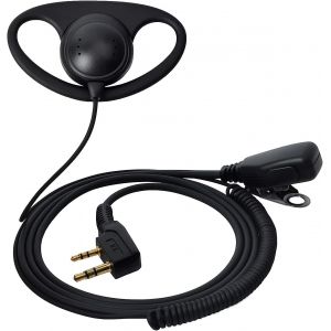 Walkie Talkie Earpiece 2 Pin D Shape Earpiece Headset Microphone PTT for UV-5R UV-5RA 777 888S UV-82 Kenwood TK-3701 TH-22 TH-25 WOUXUN PUXING Radio (Pack of 2) - Neuf