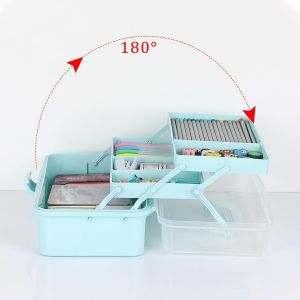 Tianyi-Boîte De Rangement En Plastique À Trois Étages Bleu - Neuf