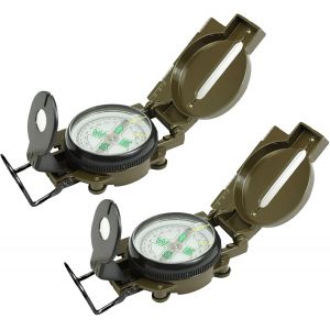2 pcs Compas Multifonctionnels Imperm&eacute;ables de Pr&eacute;cision Militaire, avec &Eacute;chelle 360&deg; et Lentille R&eacute;glable pour Camping, Escalade, Randonn&eacute;e et Activit&eacute;s Ext&eacute;rieures - Neuf