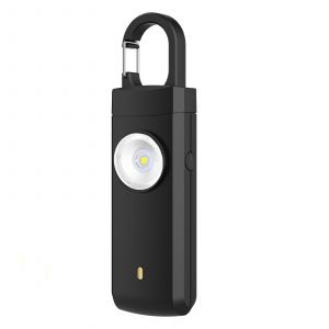 Alarme de s&eacute;curit&eacute; personnelle rechargeable 130dB avec lumi&egrave;re LED - Alarme porte-cl&eacute;s anti-loup Le noir - Neuf
