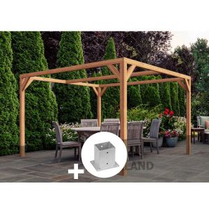 Pergola En Bois Lamell&eacute;-Coll&eacute; Caen 250 X 250 Cm + 4 Supports Poteaux- Maderland - Neuf