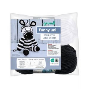 Kit De Crochet Gr&uuml;ndl Z&eacute;phir Le Z&egrave;bre &iquest; Cr&eacute;ez Votre Z&egrave;bre Amigurumi En Coton 100 % Bicolore En Fil Funny Certifi&eacute; Oeko-Tex Taille : Environ 20 Cm. Color : Multicolore - Neuf