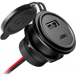 LORANKA-Prise USB 12V Chargeur USB Voiture Aluminium Prise Voiture PD3.0 et QC3.0pour Bateau Marine Camping-Car Bateau Caravane (1Pcs) - Neuf