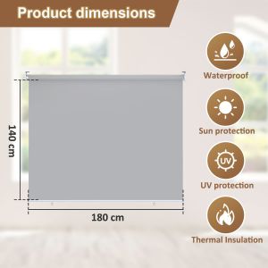2 Pi&egrave;ces Store Vertical Stores Ext&eacute;rieurs Stores Verticaux De Balcon Protection Solaire 180x140cm Gris - Neuf