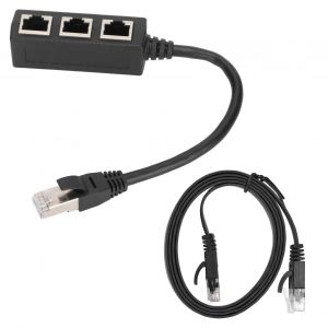 Cable adaptateur Ethernet RJ45, extension de 1 a 3 ports, excellente connexion, adaptateur repartiteur avec cable de 1 m pour la maison - Neuf