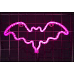 Lampe De Table Led N&eacute;on Chauve-Souris - Fonctionne Sur Piles - Id&eacute;ale Pour Halloween Et La D&eacute;coration De Chambre - Neuf