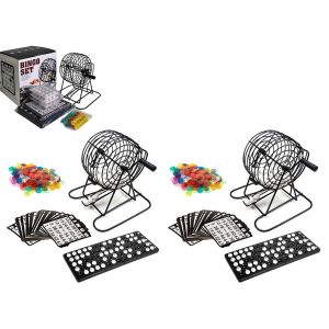 Jeu De Bingo En M&eacute;tal Avec Cage, Boules, Cartes Et Jetons - Neuf