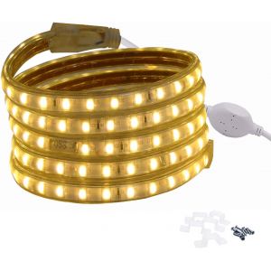 Ruban &Agrave; Led 3m Blanc Chaud, Bande Lumineuse 220v 230v, 5050 Smd 60 Leds/M Strip, Ip65 &Eacute;tanche, R&eacute;tro-&Eacute;clairage Lumineux - Neuf