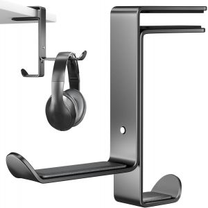 Support Casque Gamer Bureau, Porte Casque Multifonction avec Organiseur de Câbles, Support de Casque Gaming Réglable pour Tous Les Casques de Jeu Bluetooth, Casques pour Enfants, Noir - Neuf