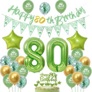 Ballon 80 Ans Anniversaire Homme Femme,Vert 80 Ans Décorations Anniversaire,Ballons 80 Ans Anniversaire Vert,Déco 80 Ans Anniversaire Homme Femme,Vert Sauge Décoration 80 Ans Anniversaire Fête - Neuf
