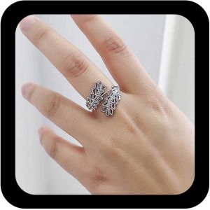 Kahfl-Bague Boho Feuille D'olivier Bague Feuilles De Laurier Bague Feuilles D'or Bague Ouverte Feuille Réglable Bague Empilage Bague Branche D'olivier Bijoux Pour Femmes - Neuf