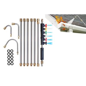 Ensemble de 10 rallonges pour nettoyeur haute pression avec embouts &agrave; connexion rapide et diff&eacute;rents types de lances - Neuf