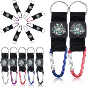Eryi-Boussole Porte Clés,10 Pièces Boussole Mousqueton Camping Escalade Randonnée Mini Carabiner Avec Porte-Clés Boussole Pour Sports De Plein Air Navigation Camping, Randonnée (Couleur Aléatoire) - Neuf
