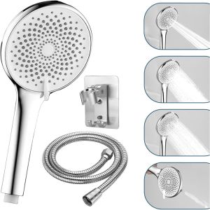 Pommeau de Douche XXL Avec Tuyau en Acier Inoxydable Anti-Explosion et Support-Douchette à Main - Neuf