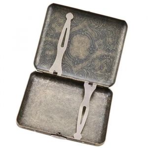 Tbest Étui à cigarettes en bronze Étui de boîte à cigarettes en métal bronze rétro support de poche double face pour 20 - Neuf