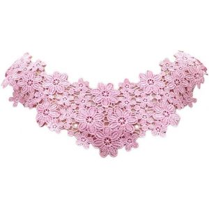 Kal-Col En Dentelle Brod&eacute; Col En Dentelle Appliqu&eacute; Fleur Dentelle Patchs Brod&eacute;s Amovibles Encolure En Dentelle Col &Eacute;l&eacute;gant Insert De Col Femme Pour Couture Rose Taille Unique - Neuf