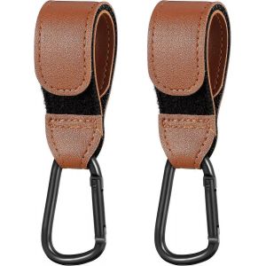Paquet De 2 Clips De Buggy En Cuir, Crochets De Poussette, Clips De Poussette Pour Accrocher Vos Sacs De Courses En Toute S&eacute;curit&eacute; Sur Votre Poussette Ou Poussette, Sac &Agrave; Provisions Et Changin - Neuf
