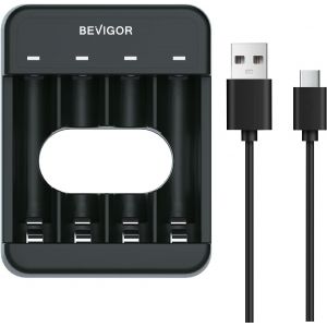 Chargeur De Piles 4 Slots pour Batteries NiMH Rechargeables, Charge Rapide, Piles Non Incluses - Neuf