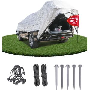 Ulteronixshop-Aluminet Toile d'ombrage 3 x 5 m, 85 % aluminium r&eacute;fl&eacute;chissant avec ?illets, tissu de protection solaire pour voiture, animaux domestiques, jardin, terrasse, serre avec cordons &eacute;lastiques - 3 - Neuf