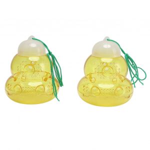 Lot de 2 pieges a abeilles suspendus en forme de gourde, anti-guepes d'exterieur, jaune - Neuf