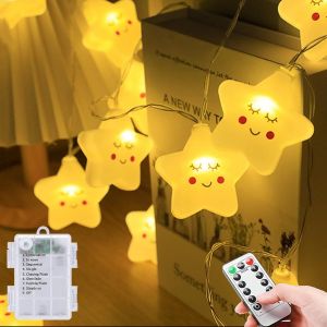 Kal-Guirlande Lumineuse En Forme D'étoile Pour Chambre D'enfant, À Piles, Avec Minuterie Et Télécommande, 3 M, 8 Modes, 20 Led, Lumières Décoratives Pour Chambre À Coucher, Mariage, Noël - Neuf