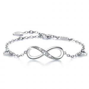 Femmes 925 Argent Sterling Infini Sans Fin Amour Symbole Charme Bracelet Réglable Saint Valentin Cadeau - Neuf