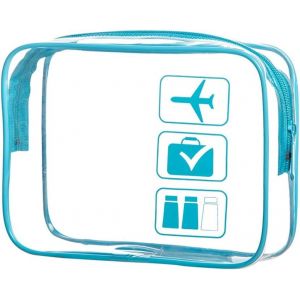 MAA-Trousse de toilette de voyage transparente ¿ Trousse de maquillage transparente avec fermetures éclair en PVC étanche ¿ Trousse de toilette pour homme et femme, bleu - Neuf