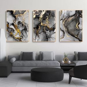 ERYI-Tableau Mural, Noir Et Gris, Décoration D'Intérieur, 50 X 70 Cm, Texture Grise, Marbré Sur Toile Non Tissée, Pour Le Salon, Sans Cadre, C, 50 X 70 Cm - Neuf