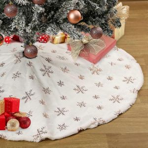 Jupe de sapin blanche en fausse fourrure &agrave; paillettes or rose, petite jupe de sapin de No&euml;l, 91 cm (36 pouces), double &eacute;paisseur, tapis de sol brillants. - Neuf
