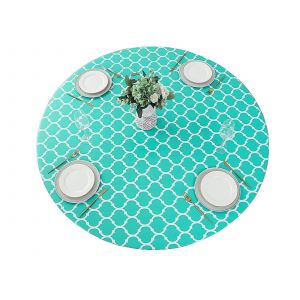 Nappe Imperm&eacute;able En Pvc 122 Cm &Agrave; Motif Treillis Marocain - Cyan - Neuf