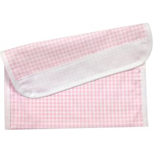 Eryi-, Porte-Bavette En Coton Avec Toile Aida À Broder Pour Le Gruau - Déjeuner - Goûter En Crèche, Taille 16 X 30 Cm, Motif Carreaux Roses - Neuf